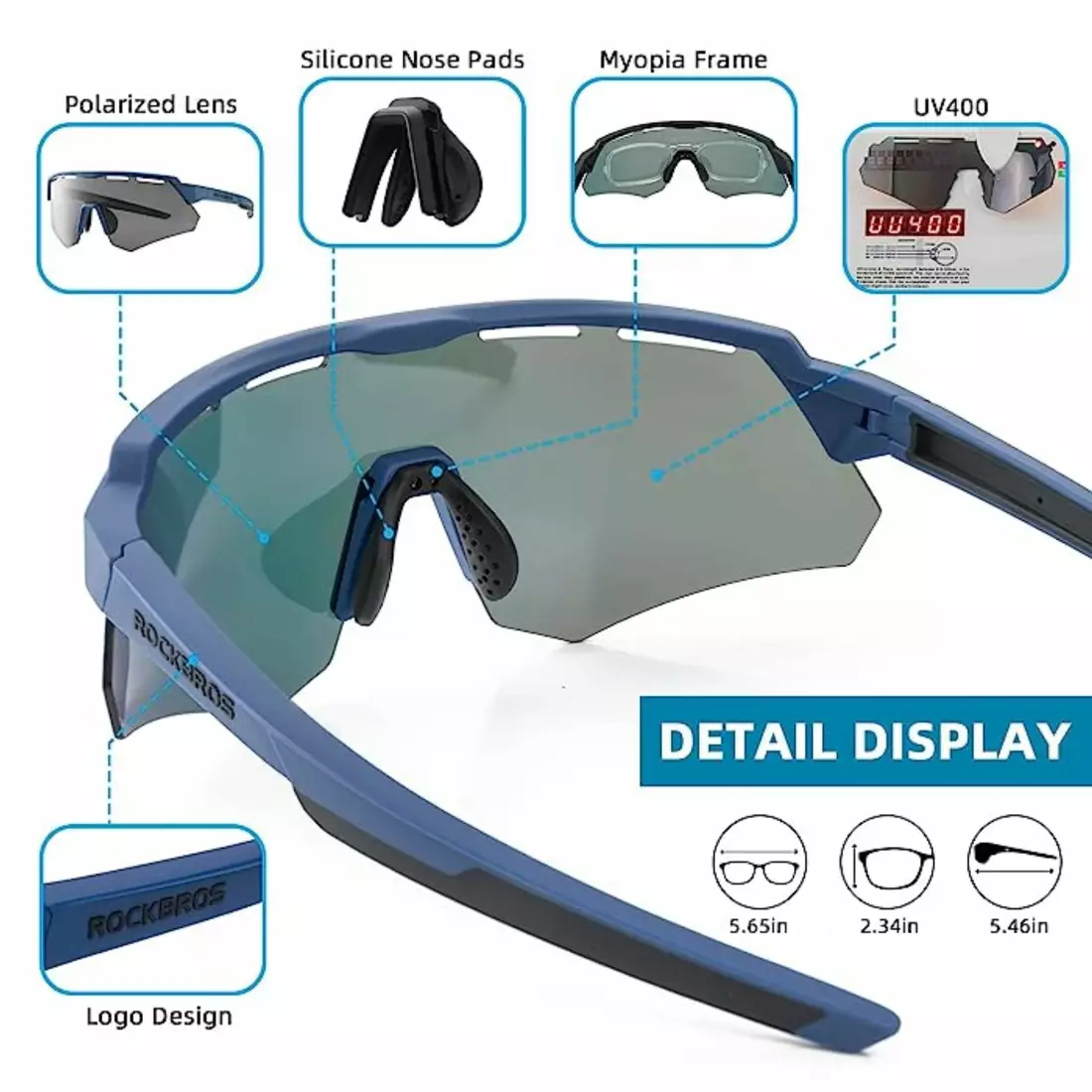 Rockbros Sportbrille mit Polarisation, 4 austauschbare Gläser